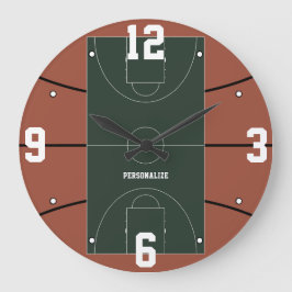 Basketballfeld-Design Sportfan-Homedekor-Geschenk Große Wanduhr