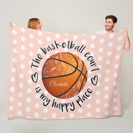 Basketballfeld-Happy-Platz für boho Blume Fleecedecke (Beispiel)