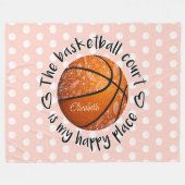 Basketballfeld-Happy-Platz für boho Blume Fleecedecke (Vorderseite (Horizontal))