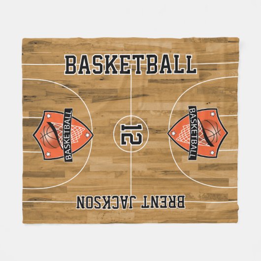 Basketballfeld - Orange Fleecedecke (Vorderseite (Horizontal))