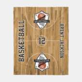 Basketballfeld - Weiß und Schwarz Fleecedecke (Vorderseite)