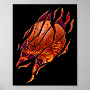 Basketballfeuer und Kratzer Ball Player Sport B Poster