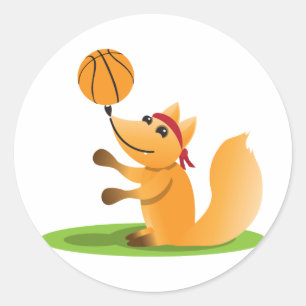 Basketballfuchs Runder Aufkleber