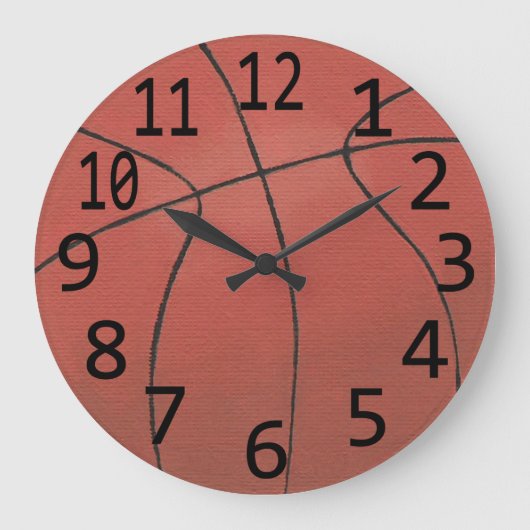 Basketballgemälde Große schwarze Zahlen Sportwagen Große Wanduhr (Vorderseite)