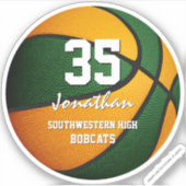 Basketballgeschenke für grüne Orange-Kinder Aufkleber (Vorderseite)