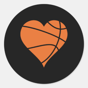 Basketballherz 2 runder aufkleber