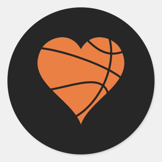 Basketballherz 2 runder aufkleber (Vorderseite)