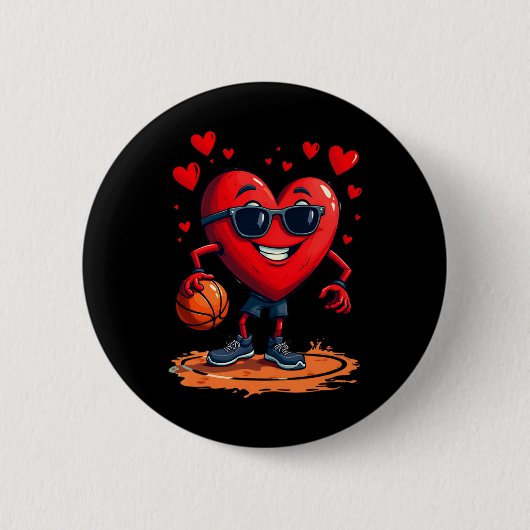 Basketballherz - Liebe und Hopfendesign für Button (Vorderseite)