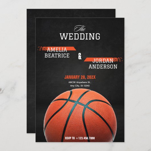 Basketballhochzeit Einladung (Vorne/Hinten)