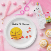 Basketballhochzeit mit Liebe-Rot-Herz auf Weiß Pappteller (Party)