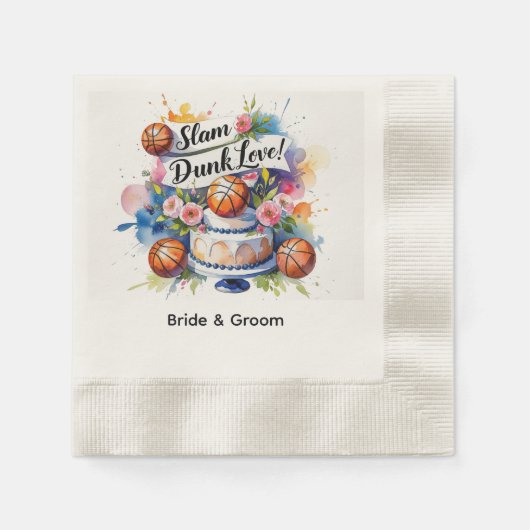 Basketballhochzeit Serviette (Vorderseite)