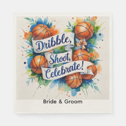 Basketballhochzeit Serviette (Vorderseite)