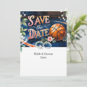 Basketballhochzeit SPEICHERN DAS DATUM Einladung (Stehend Vorderseite)