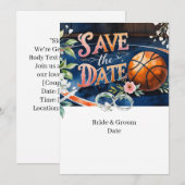 Basketballhochzeit SPEICHERN DAS DATUM Einladung (Vorne/Hinten)