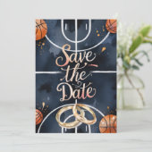 Basketballhochzeit SPEICHERN DAS DATUM Einladung (Stehend Vorderseite)