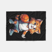 Basketballkatze Fleecedecke (Vorderseite (Horizontal))