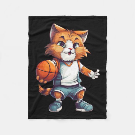 Basketballkatze Fleecedecke (Vorderseite)