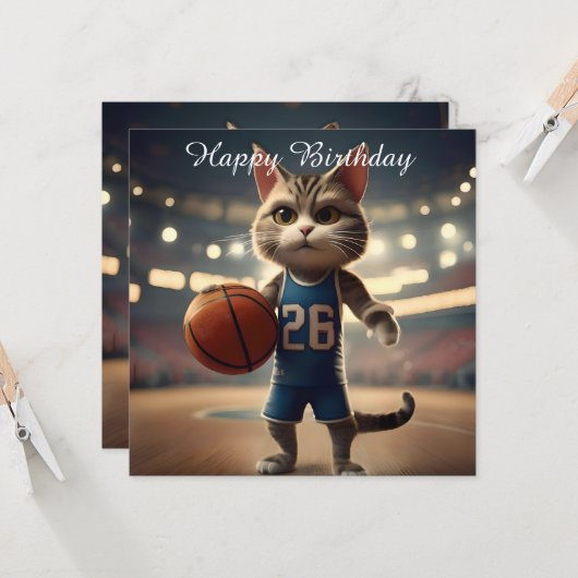 Basketballkatze, Karte (Vorderseite/Rückseite Beispiel)