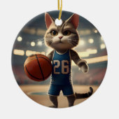 Basketballkatze, Keramik Ornament (Vorne)