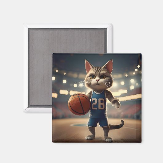 Basketballkatze, Magnet (Vorderseite/Rückseite)