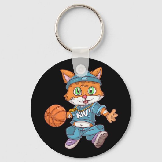 Basketballkatze Schlüsselanhänger (Vorderseite)