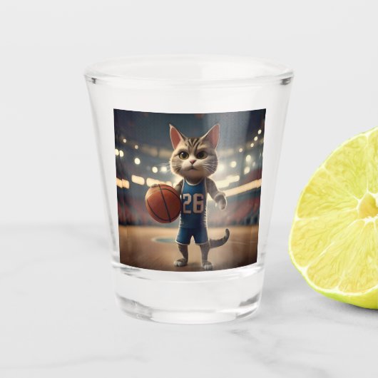 Basketballkatze, Schnapsglas (Vorderseite)