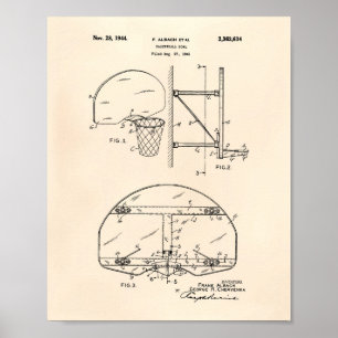 Basketballkorb 1944 Patent Kunst Alte Pepper Poster