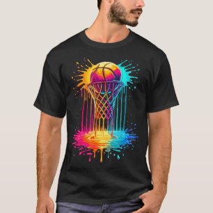 Basketballkorb Farbiger Spritzer T-Shirt