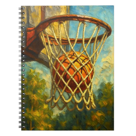 Basketballkorb Impressionist Kunst Notizbuch | Spo Notizblock (Vorderseite)