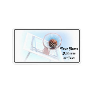 Basketballkorb mit Basketball Adressaufkleber