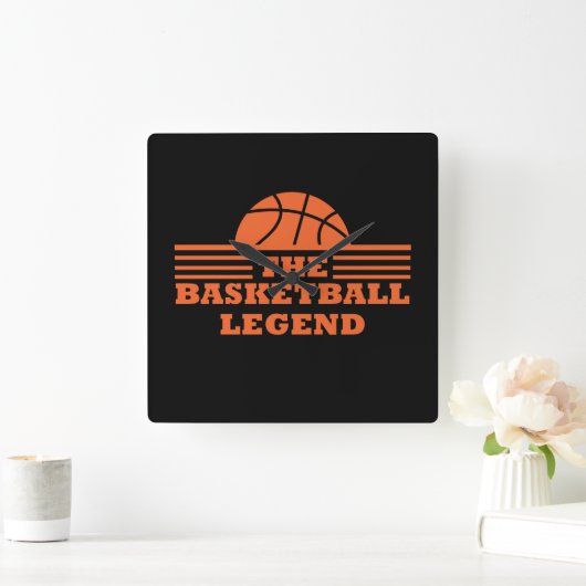 Basketballlegende Orangenball Quadratische Wanduhr (Zuhause)