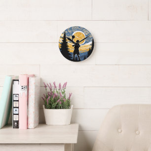 Basketballliebe, Eine Hommage im van Gogh-Stil Runde Wanduhr