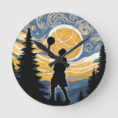 Basketballliebe, Eine Hommage im van Gogh-Stil Runde Wanduhr (Vorderseite)