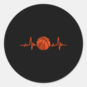 Basketballliebhaber Herzschlag Vintage Retro Baske Runder Aufkleber