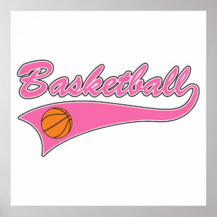 Basketballlogo Rosa Frauen Mädchen Poster