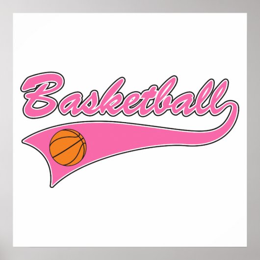 Basketballlogo Rosa Frauen Mädchen Poster (Vorne)