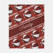 Basketballmädchen der Liebe Maroon white I Sportde Fleecedecke (Vorderseite)