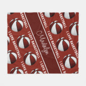 Basketballmädchen der Liebe Maroon white I Sportde Fleecedecke (Vorderseite (Horizontal))
