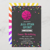 Basketballmädchen Einladung zum Geburtstag (Vorne/Hinten)