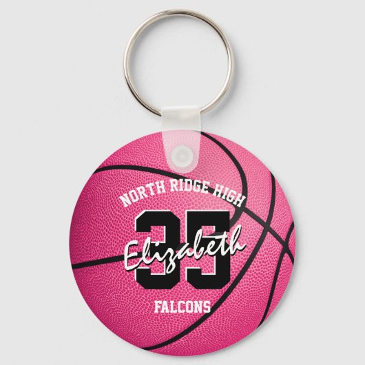 Basketballmädchen Rosa Schlüsselanhänger (Vorderseite)