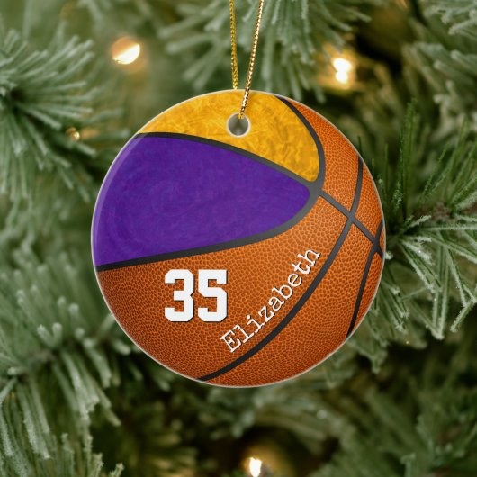 Basketballmannschaft der lila Goldmädchen Keramik Ornament (Baum)
