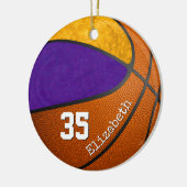 Basketballmannschaft der lila Goldmädchen Keramik Ornament (Links)
