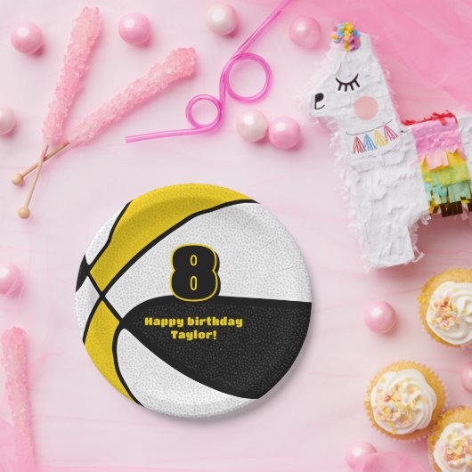 Basketballmannschaft in schwarzem Gold - Party Pappteller (Party)