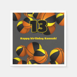 Basketballmannschaft in schwarzem Gold - Party Serviette