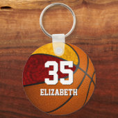 Basketballmaroon Gold Girls Schulmannschaft Farben Schlüsselanhänger (Vorderseite)