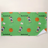 Basketballmuster auf Grün Strandtuch (Vorderseite)