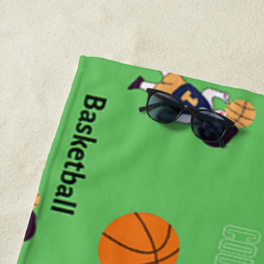 Basketballmuster auf Grün Strandtuch (Beispiel)