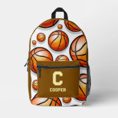 Basketballmuster braun bedruckter rucksack (Vorderseite)