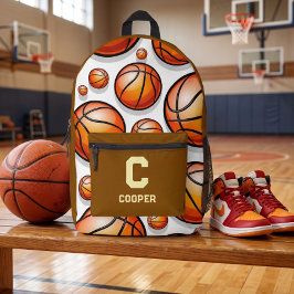 Basketballmuster braun bedruckter rucksack