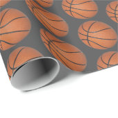 Basketballmuster dunkelgrau Umhüllungspapier Geschenkpapier (Rolleneckpunkt)